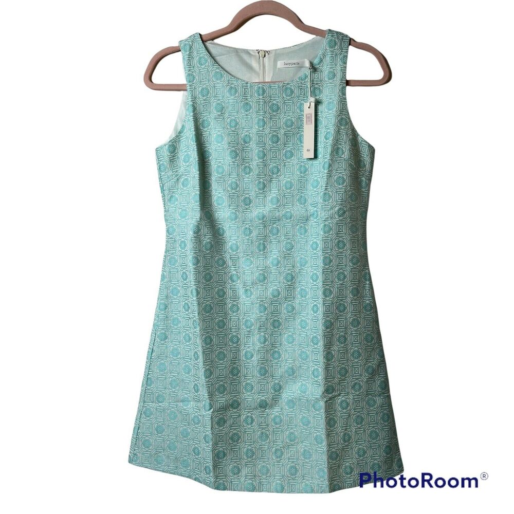 Lucy Paris Blue and White Damask Shift Dress NWT Size Small with pockets